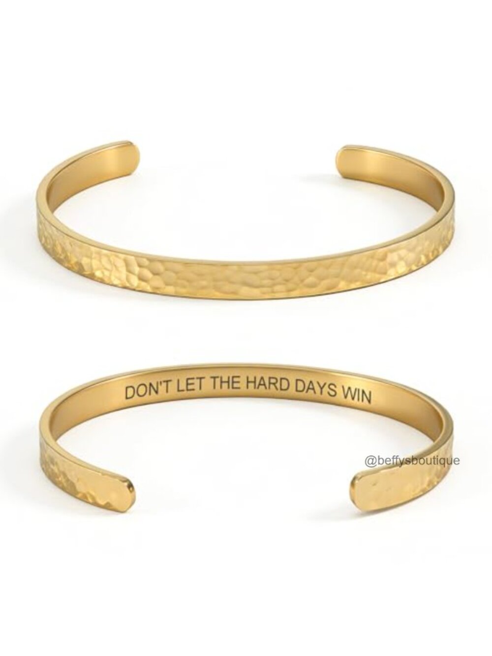 18K Gold Plated Hammered Cuff Bracelet Inspirational Bible Verse
